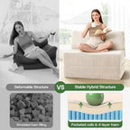 Convertible 4-in-1 Folding Sofa Bed Sleeper Chair Couch Foldable Chaise Lounger & Mattress Pocket Coils+Foam Fill Medium Support, No Assembly for Living Room/Bedroom, Twin Beige
