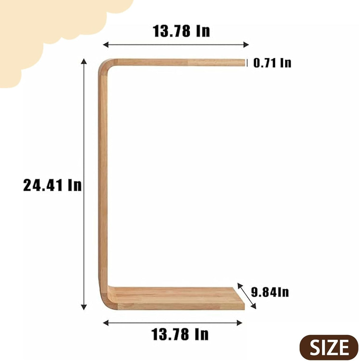 Small Side Table for Couch C-Shaped End Table Solid Wood Sofa Table Living Bedroom Item Placement Bedside Table