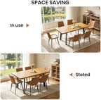 47.2"-63" Expandable Dining Room Table Set for 4-8 People, Walnut | Removable Extension Leaf, Durable MDF Rectangle Top, 6 Brown Sleek Faux Leather Chairs, Heavy Duty Modern Kitchen Table Set