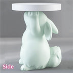 Side Table for Couch, Cute Style Rabbit Shape End Table, Living Room Decor with Resin Materials, Modern Side Table, Animal Entryway Table for Reception(White)