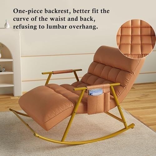 Lazy Sofa Rocking Chair Double Position Glider with Storage Pocket, Soft Cushion, Metal Frame, Living Room Lounge Accent Chair(Gray)