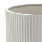 Amazon Basics Fluted Ceramic Planter Pot for Indoor Outdoor Plants, Round Flower Pot with Drainage Hole, 8-inch, White