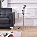Telephone Table, Round Metal Coffee/Telephone/Bedside Table,Living Room Sofa Side Table,Removable Design,4 Metal Foot Base(Gold-15.74 * 21.65in
