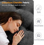 MAXYOYO 6" Folding Sofa Bed for Floor, Tufted Tri-Fold Floor Mattress | Queen Size Portable Sofa Couch Guest Mat with Chenille Fabric for Adults, Foldable Topper for Camping, Dark Grey, Queen