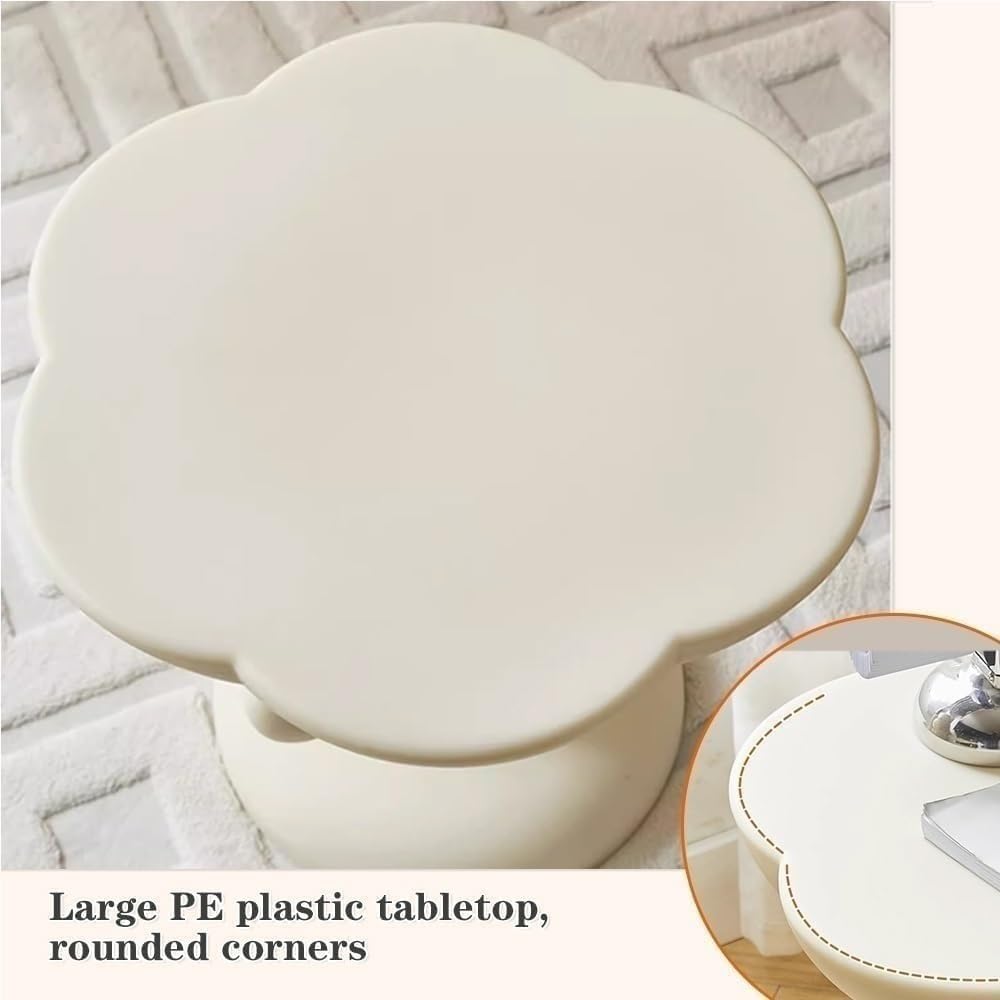 Flower-Shaped Small Tea Table Simple Accent End Table Cute Coffee Table with Stable Base Plastic Sofa Side Table for Living Room Space Saver(Purple)