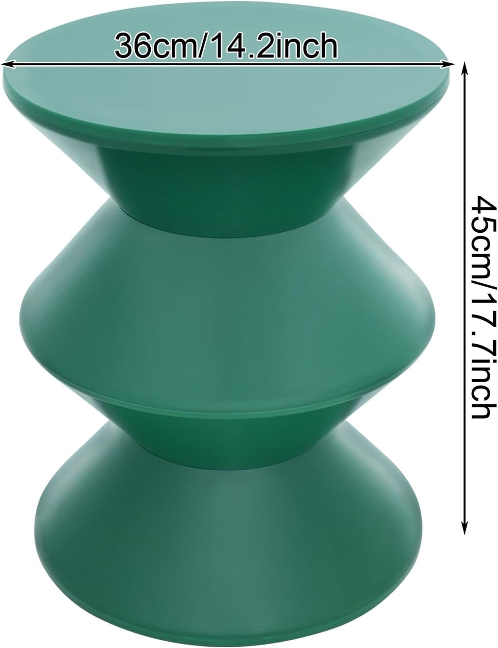 Plastic Side Table - Modern Round Multi-Layer End Table for Sofa, Bedroom & Apartment, Nightstand with Vintage Design (Green)