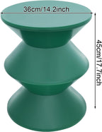 Plastic Side Table - Modern Round Multi-Layer End Table for Sofa, Bedroom & Apartment, Nightstand with Vintage Design (Green)