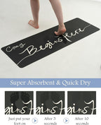 MontVoo-Bath Mat Rug Long Non Slip Super Absorbent Bathroom Runner Stain Resistant Quick Dry Thin Bathroom Mat Fit Under Door-17"x50",Black