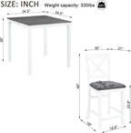 LUMISOL 5-Piece Counter Height Dining Set, Wooden Square Table with 4 Chairs, Space-Saving 4-Person Dining Table Set for Small Kitchen Dining Room, Grey + White