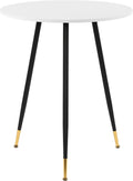 NOBPEINT Round Modern Wooden Side Table, 28 Inches End Table with 3 Metal Legs, Leisure Coffee Table (White)