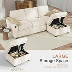 Hanherry 81" Sectional Couch with Pull Out Sofa Bed,Chenille Sleeper Sofa with Storage Ottoman & USB Charging,Comfy L Shaped Modular Couches for Living Room,Apartment