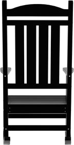 WO Home Furniture Patio Rocking Chair Farmhouse Outdoor HDPE UV Weather Resistant (Black)