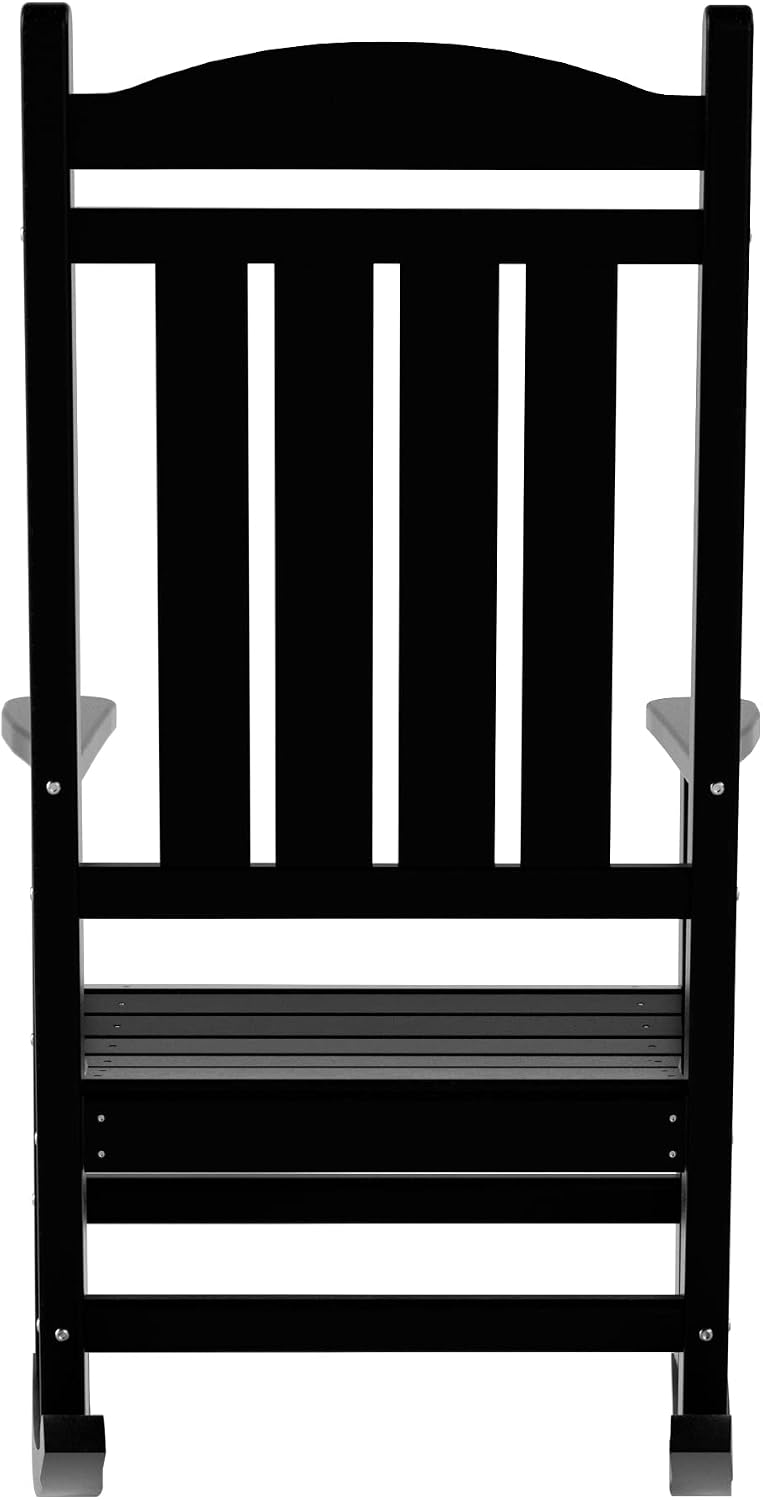 WO Home Furniture Patio Rocking Chair Farmhouse Outdoor HDPE UV Weather Resistant (Black)