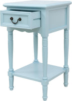 Urban Designs Wooden Accent Table/Nightstand with Drawer and Bottom Shelf – 29" H, 16" L x 16" W - Light Blue
