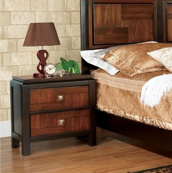 Nightstand Only Transitional 2-Drawers Square Chrome Knobs Multitone Unique Nightstand,for Small Spaces