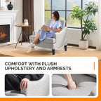 VINGLI Linen Fabric Accent Chairs Set of 2, Grey Modern Upholstered Armchair, Comfy Sofa Chair Living Room Bedroom Furniture for Apartment