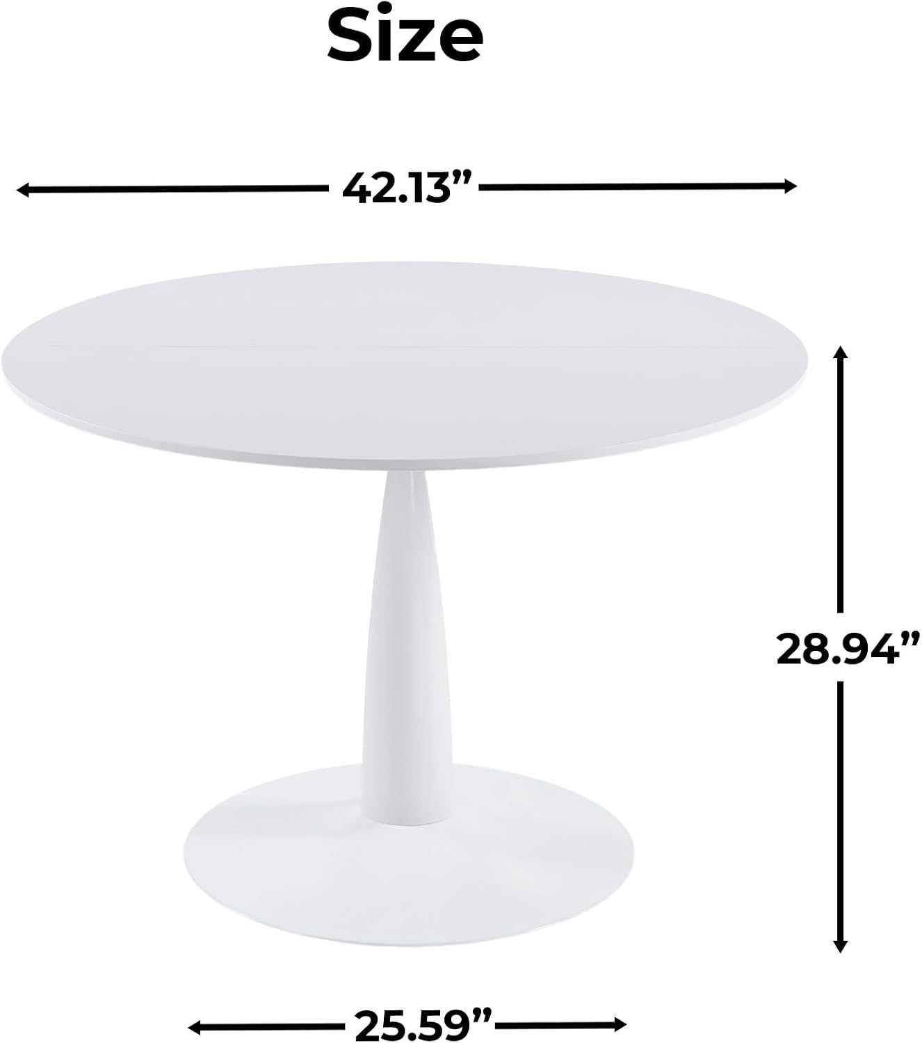 42" Round White Tulip Dining Table, Mid Century Modern Pedestal Kitchen Table for 6, White Dining Room Table for Restaurant, Apartment, Home
