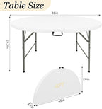 HAISIWLKJ 4FT Round Folding Table White Fold-in-Half with Carrying Handle Portable Plastic Table for Outdoor or Indoor Events,Dining,Wedding, Camping,Party Table
