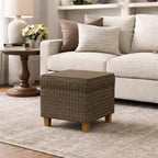 Homepop Home Decor Classic Square Storage Ottoman with Lift Off Lid | Ottoman with Storage for Living Room & Bedroom, Brown Window Pane Fabric