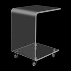 Rolling C-Shaped End Table with 4 Wheel Locking Casters, Modern Clear Acrylic Bedside Sofa Side Table, Mobile Nightstand with 44 lbs Load Capacity, for Living Room, Bedroom