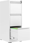 3 Drawer File Cabinet, Vertical File Cabinets with Lock for Home Office,Heavy Duty Office Steel Filing Cabinet for Hanging Letters/Legal/A4, Assembly Required (White)