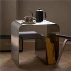 Stainless Steel Side Table, Modern Bedside Table, Integrated Nightstand, Simple Night Stand, Suitable for Bedroom, Living Room, Balcony