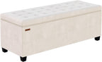 ABHENG Velvet Storage ottoman bench with legs,43.5”W x 15.7”D x 15.7”H,metal frame end of bed bench hold up to 770 LB,Large Storage Chest hold up to 770 LB,White UASND623W