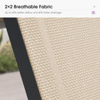 PURPLE LEAF Outdoor Chaise Lounge Set of 2 w/Armrest for Poolside, Khaki | Recline in 5 Positions, Lounge Freely with 400 lbs Support, Enjoy All-Day Cooling & Quick-Dry Comfort