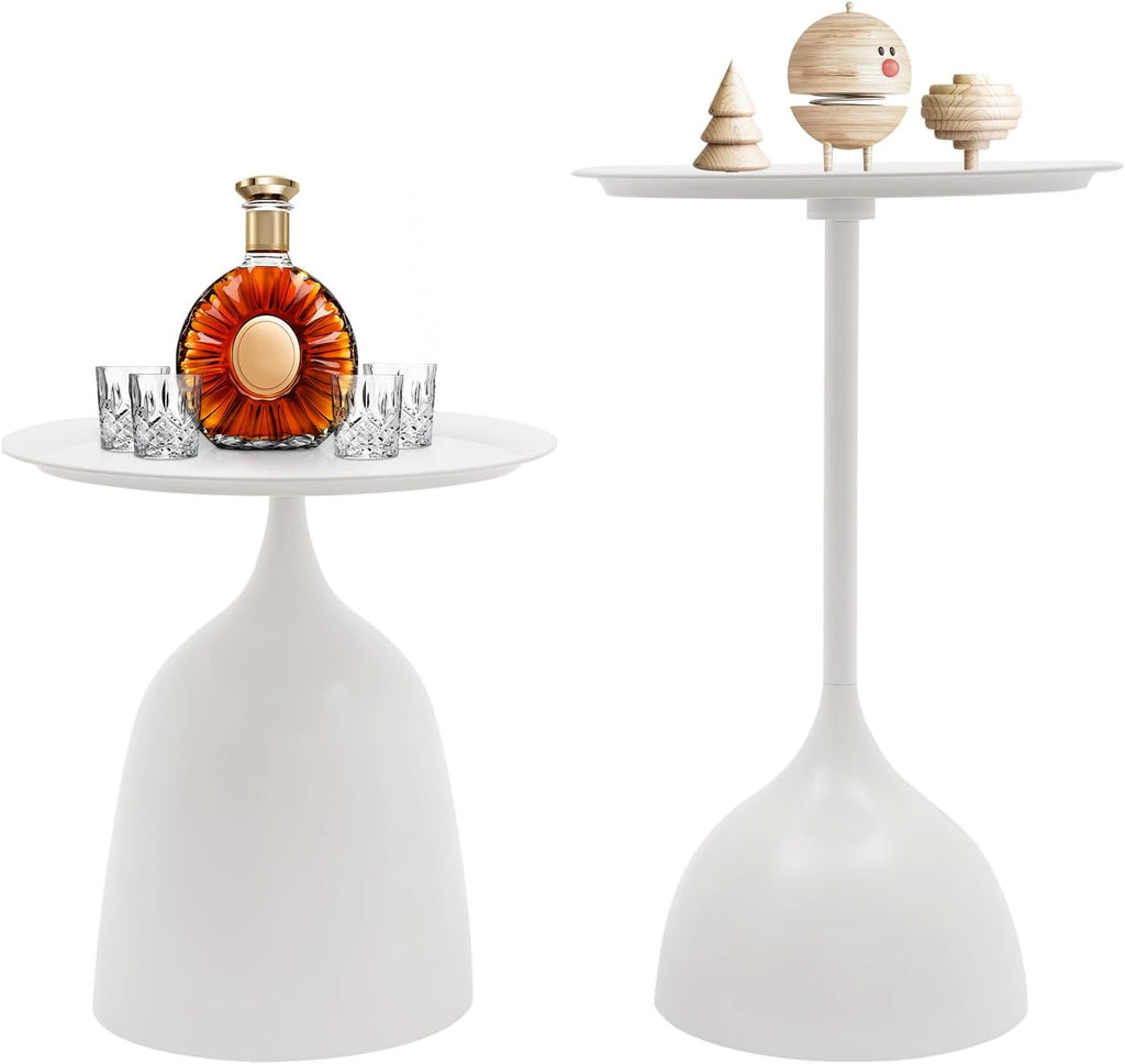 White Nesting Tables, 2pcs round white nesting side tables for Living Room | End tables nesting, Space-saving design for living room, bedroom, or office. Durable iron construction with 11-inch base