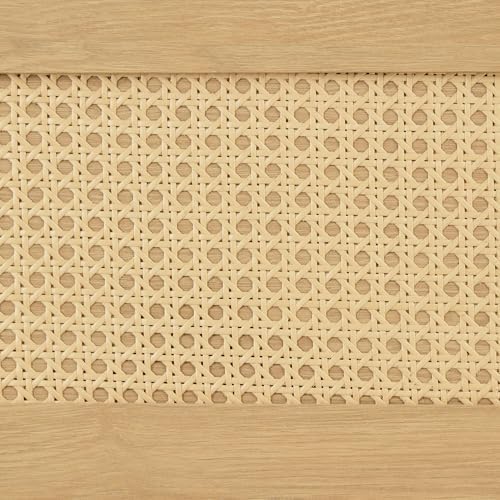 Ink+Ivy End Table with Handwoven Rattan Design, Night Stand with Storage Drawers and Shelves, Equipped with Charging Function and LED Light, Solid Wood Material, for Bedroom, Small Space