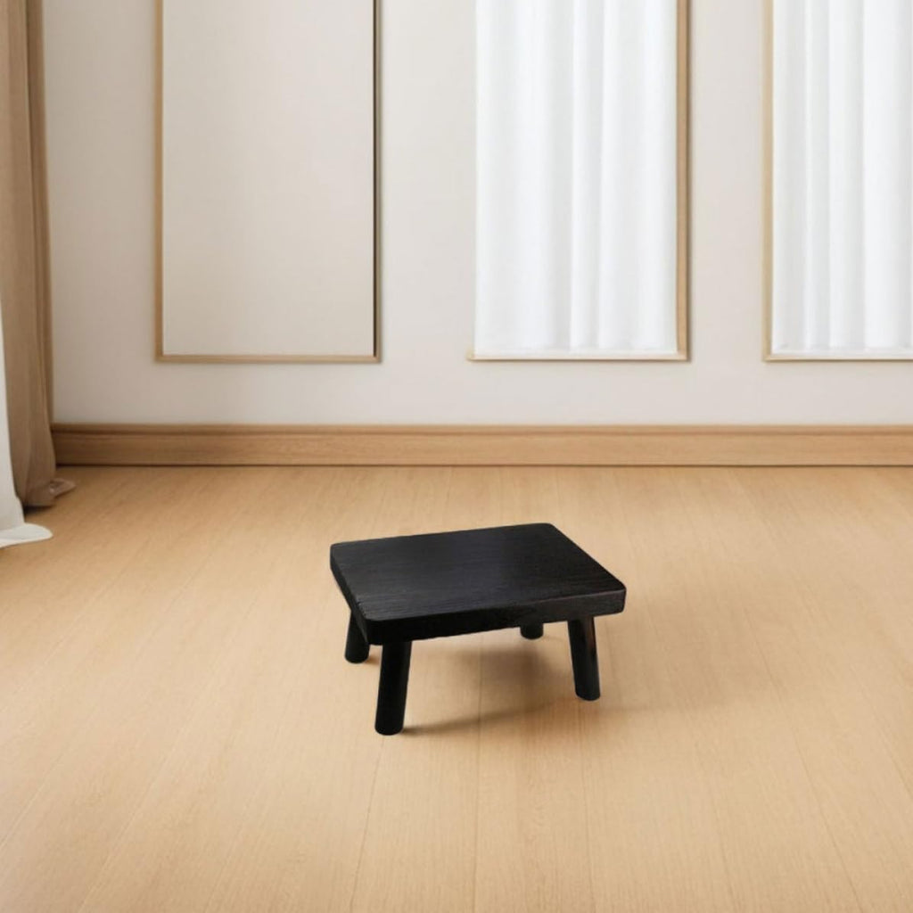 ibasenice Japanese Style Rectangular Wooden Low Table and Small Wood Stool Reliable Support and Compact Design for Floor and Bedroom Use