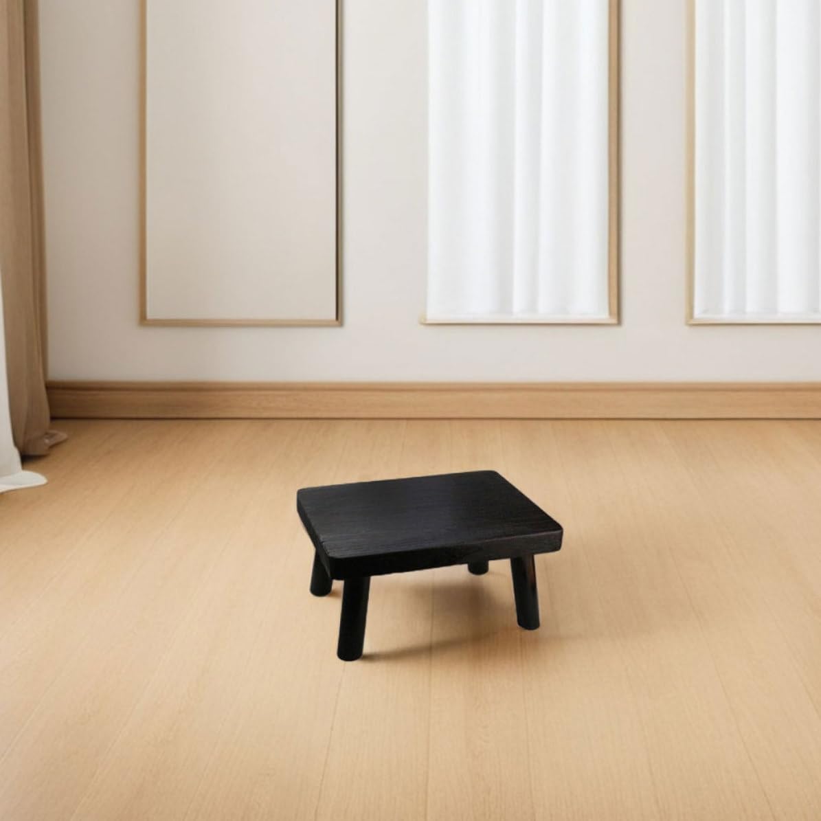 ibasenice Japanese Style Rectangular Wooden Low Table and Small Wood Stool Reliable Support and Compact Design for Floor and Bedroom Use