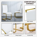 White and Gold Dining Table Set for 4, Faux Marble Dining Room Table Set for 4,63'' Rectangular Tempered Glass Top Kitchen Table Set and 4 Chairs for Dining Room Kitchen