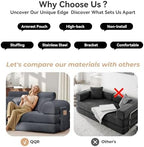 79"Round Arm Sofa with High Backrest Pillow for Living Room (Dark Gray) | Corduroy Loveseat Sleeper Sofa Bed, Modular Futon Couch with 2 High Backrest, Pull Out Couch No Assembly