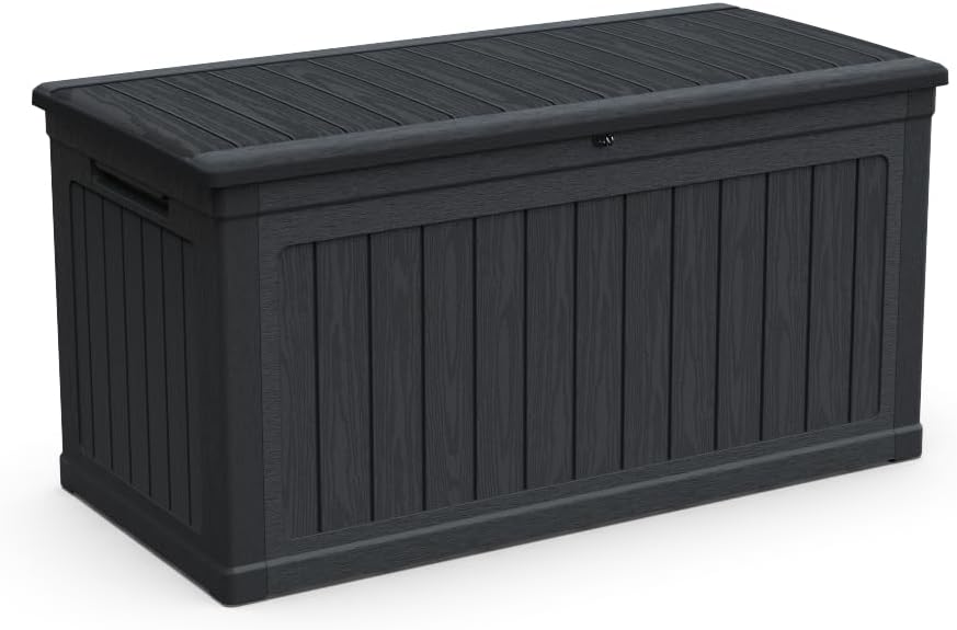 230 Gallon Large Outdoor Storage Deck Box XXL Patio Furniture Storage, 440 lbs Load Capacity as Bench/Table, Waterproof Resin Double-Wall for Backyard Garden & Pool