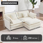 Tmsan 76.7" Beige White Cloud Couch, Small L Shape Sectional Sofa, 2 Seater | Modular Loveseat for Small Spaces Living Room Apartment, Ottoman Chaise, Comfy Chenille, Deep Seat, Modern Luxury Convertible