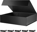 PACKHOME 6 Large Gift Boxes 13.5x10x3.5 Inches, Sturdy Shirt Boxes with Magnetic Lids for Multiple Occasions (Glossy Black)