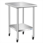 KUARBARR Stainless Steel Table with Wheels Commercial Stainless Kitchen Prep Table, Metal Table for Restaurant Garage Hotel, 24 x 18 Inch