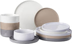 Famiware Nebula Plates and Bowls Set, 12 Pieces Dinnerware Sets, Dishes Set for 4, Multi-color