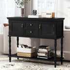 ARTPOWER Console Table with 2 Drawers, Retro Entryway Table with 2 Door | Solid Wood Veneer Entry Table, Behind Couch Sofa Table with Open Storage Shelf for Living Room, Foyer, Hallway