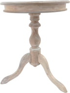 Carolina Chair & Table Glida Round Side Table Home Decor Classic Style Furniture, Wooden Top Lathe Turned Pedestal Base Curved Leg Accent Furniture for Kitchen or Dining Room (Natural Driftwood)
