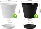 homenote Plant Pots,6 Inch Flower Pots for Plants Plastic Planters for Indoor with Multiple Drainage Holes and Trays, for All Home Garden Flowers Succulents,Outdoor(White&Black,16 Pack)