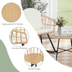 Vikiullf 3 Pieces Rocking Chairs Set - Outdoor Wicker Rattan Rocking Chairs with Thickened Cushions, Boho Patio Furniture, Patio Conversation Bistro Sets, for Balcony Garden Porch Living Room