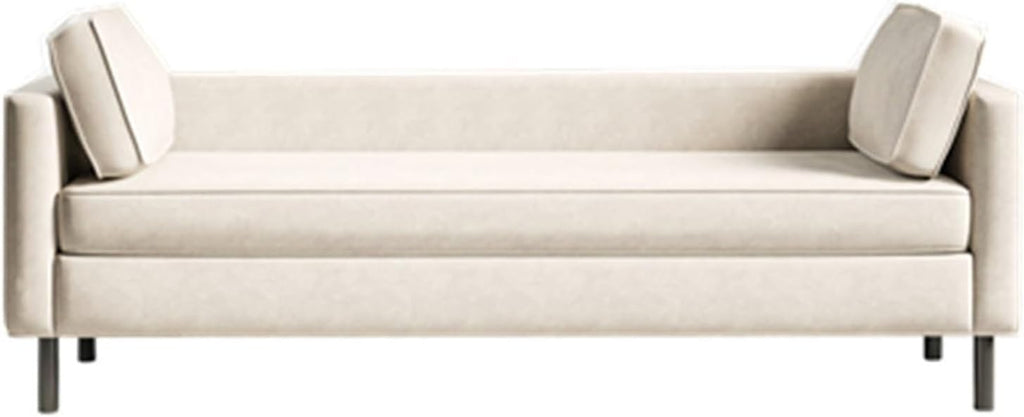 Modern White End of Bed Bench, Modern Technical Cloth Upholstered Ottoman Seat with Black Legs, Long for Bedroom Living Room Foyer Indoor Entryway (White) Entryway(100 * 50 * 55cm)