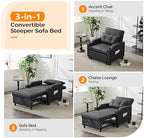 VINGLI Convertible Sleeper Chair Bed, Pull Out Sofa Couch for Living Room | Black 3-in-1 Sofa Bed, Faux Leather Recliner with Adjustable Back, USB Port, Cup Holder, Side Pocket for Small Space, Office