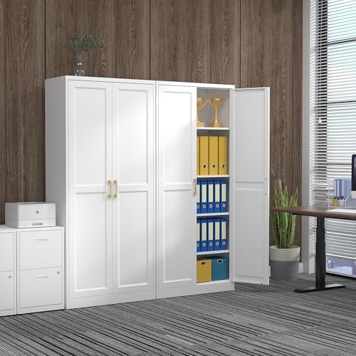 71" Tall Metal Kitchen Pantry Cabinet, Storage Cabinet with Doors | Kitchen Cabinet with 4 Adjustable Shelves, Food Pantry Cabinet, Cupboard for Kitchen,Dining Room, Living Room, Office, School