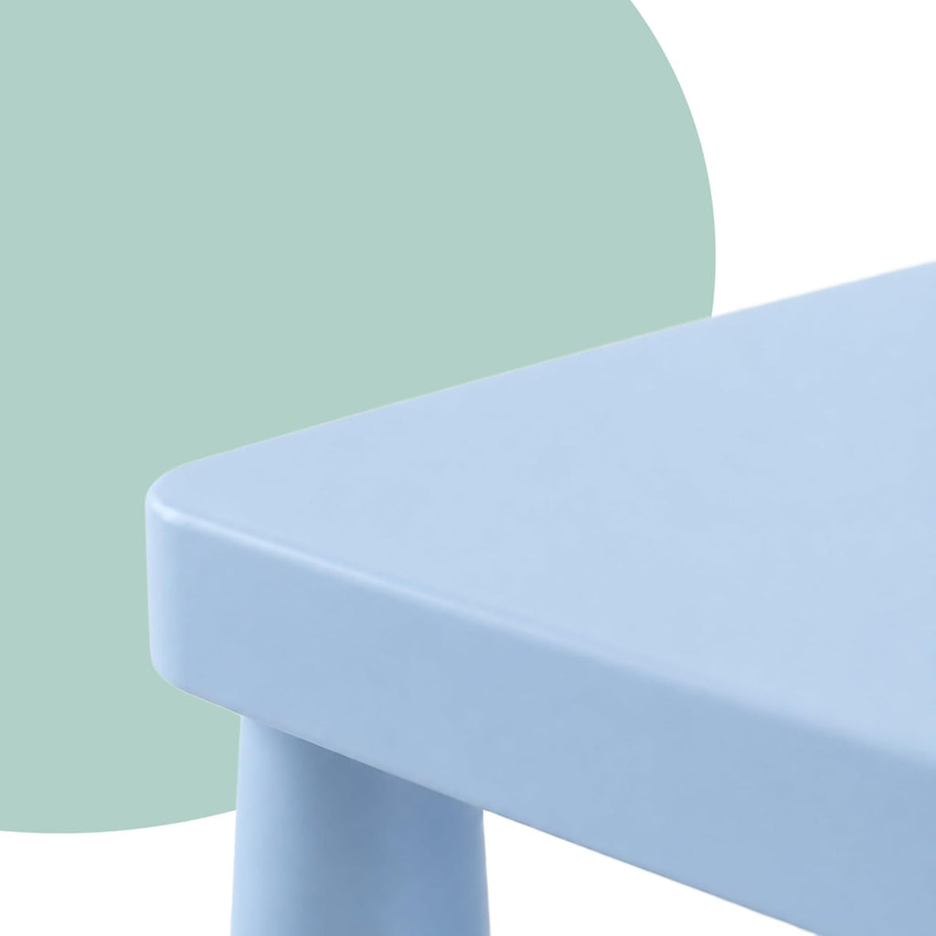 Relaxdays Children's Furniture Set, 1 Children's Table, 2 Chairs, Wipe-Clean, Lightweight Plastic, Seating Corner for Children's Room, Blue