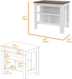 Burlingame Kitchen Island and Wall Cabinet Set - White & Walnut MDF