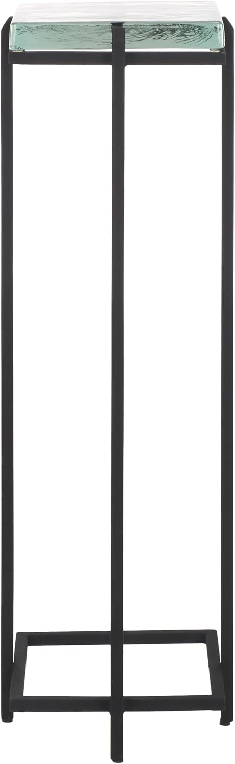 SAFAVIEH Couture Collection Giabelle Black/Clear Cast Glass Drink Table (Fully Assembled)