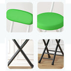 Foldable Bar Stool with Backrest Folding Chair Kitchen Stool with PU Padded Round Seat Cushion, Portable Stool Chair for Breakfast Bar, Desk, Living Room (Color : Yellow)